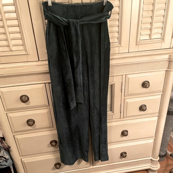 NWT Moon River Emerald Green Velvet Wide-Leg Pants, NWT, size: M - Picture 2 of 5